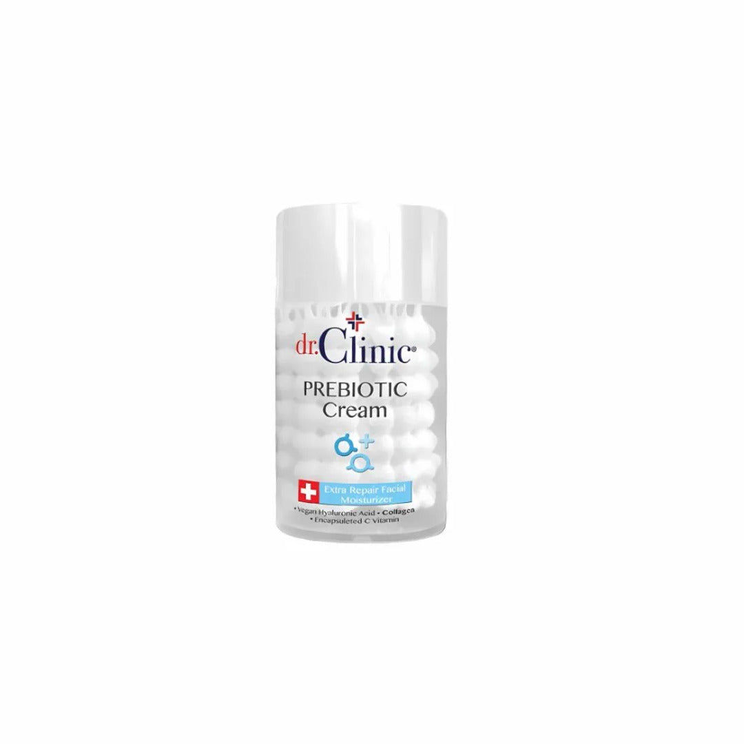 Dr. Clinic prebiotic cream jar on a white background