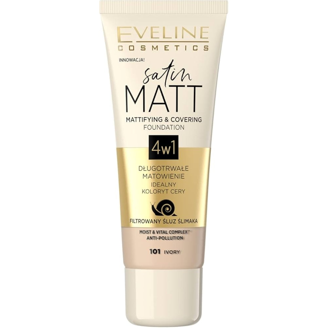 EVELINE Foundation & Concealer 4 in 1 Matte Anti-Pollution No. 101 Ivory 30 ml 