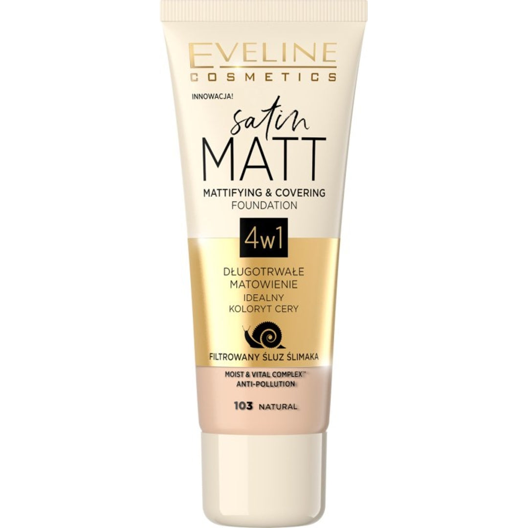 EVELINE Foundation & Concealer 4 in 1 Matte Anti-Pollution No. 103 Natural 30 ml 