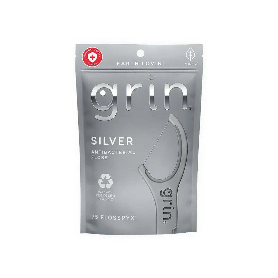 GRIN Silver Antibacterial Floss 75 Flosspyx 