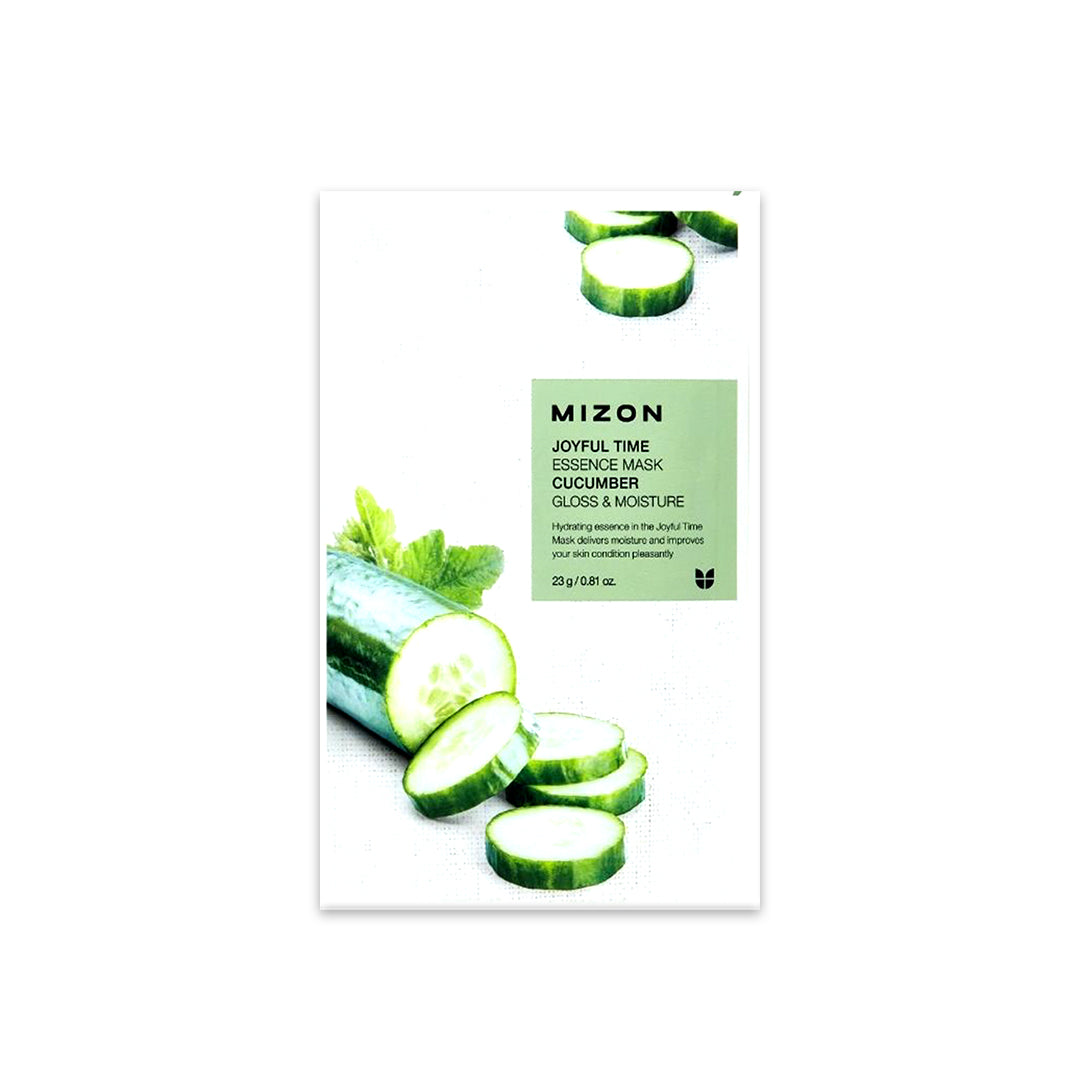 Mizon cucumber essence mask packaging on a white background