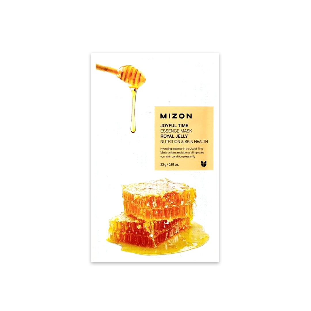 Mizon facial mask packaging with honeycomb design and text on a white background